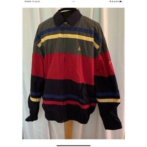 Bean Pole Men’s 105 (XL) Windbreaker Jacket Multicolored Lined Full Zip Collared